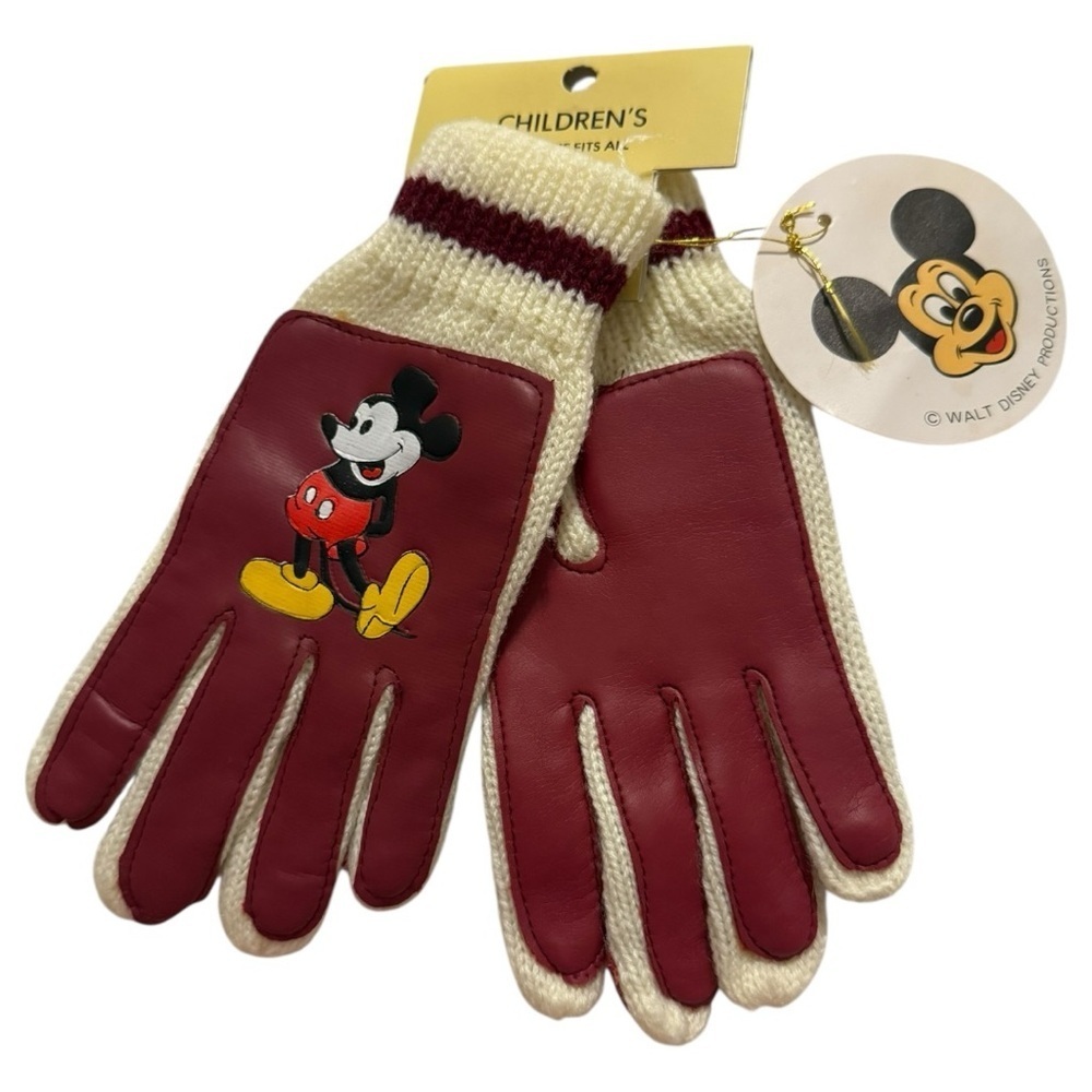Vintage Mickey Mouse Children’s Gloves – Walt Disney Productions NWT Cream Knit